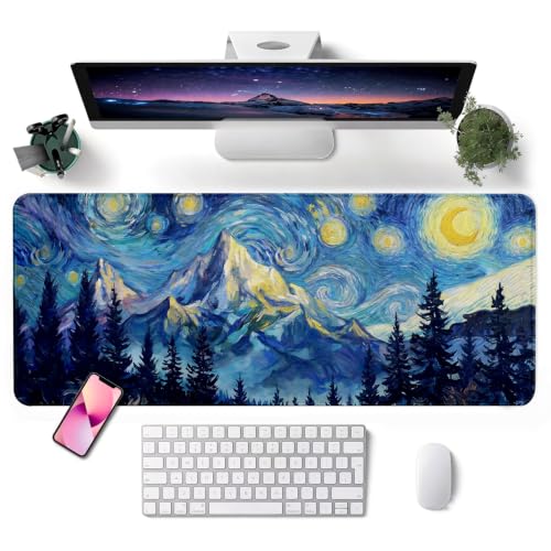 Mouse Pad, Desk Mat, 31.5x11.8in Large Mousepad, Starry Forest - color: Starry Forest