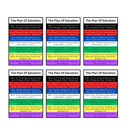 100 Bulk Plan of Salvation Prayer Cards – 7 Colors Gospel Tracts Made in USA