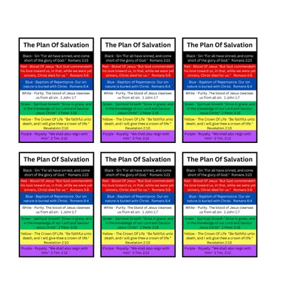 100 Bulk Plan of Salvation Prayer Cards – 7 Colors Gospel Tracts Made in USA