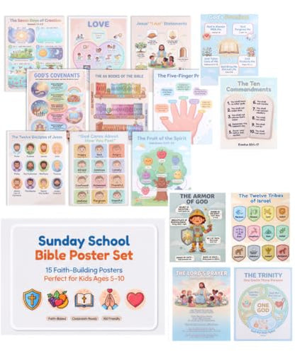 Mr. Pen- Sunday School Bible Poster Set, 11x14 Inches, 15 Posters