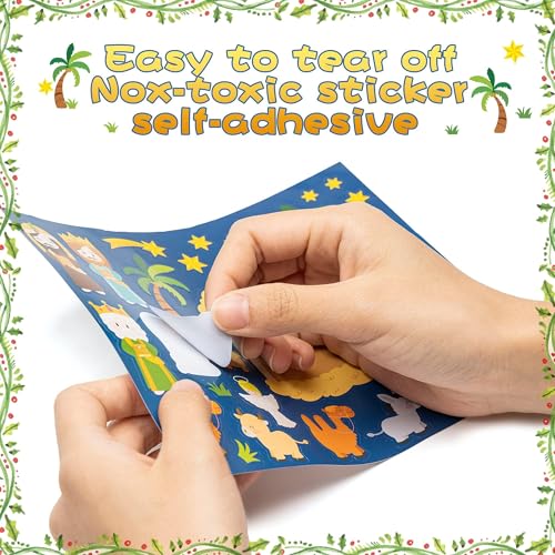 Haooryx Christmas Bible Nativity Scene Stickers Mix and Match Paper Craft - style: 40Pcs Bible Nativity