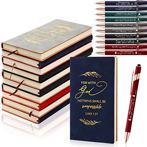 Crtiin 80 Pcs Christian Notebooks with Motivational Pens, Classic Color - color: Classic Color