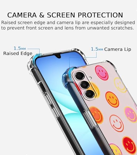 Cute Smiling Face Case Compatible with Samsung Galaxy A17,Colourful Smile Collage,Unique Trendy TPU Bumper Case,SA17 - color: Smiling Face, size: Samsung Galaxy A17