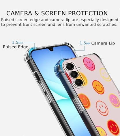 Cute Smiling Face Case Compatible with Samsung Galaxy A17,Colourful Smile Collage,Unique Trendy TPU Bumper Case,SA17 - color: Smiling Face, size: Samsung Galaxy A17