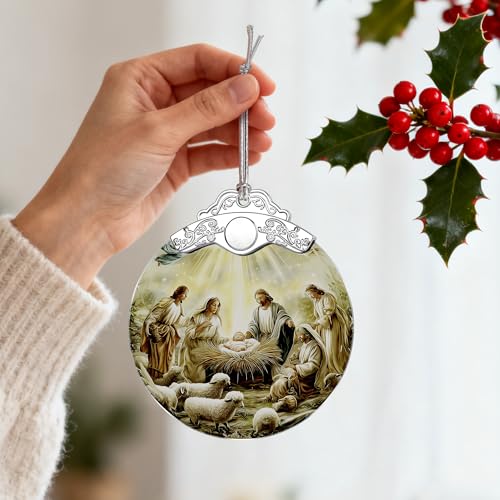 Christian Christmas Decoration, Nativity Christmas Ornament, Nativity Scene Ornament, Holy Family and Baby Jesus, Religious Holiday Decor, Religious Gifts, Christian Gifts, Gift Exchange, Gift Idea - color: Nativity Pattern G