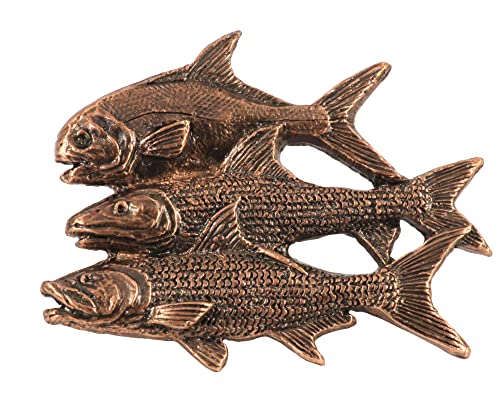 Grand Slam Bonefish Tarpoon Fish Pin, Pewter, Lapel, Hat, Pins, Brooch, Brooches, Jewelry, Gift, Handmade in the USA, 200 Fish Designs Available. S035PRZ - color: Copper Plated