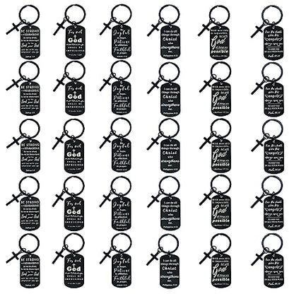 kilofly Christian Inspirational Bible Verse Keychain Gift Cross Charm - style: Faith-black-30