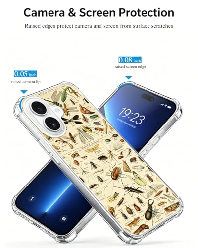 Natural Insects Phone Case Compatible with iPhone 17, Bugs Scientific Illustration Phone Cover for iPhone 17 - color: Natural Insects