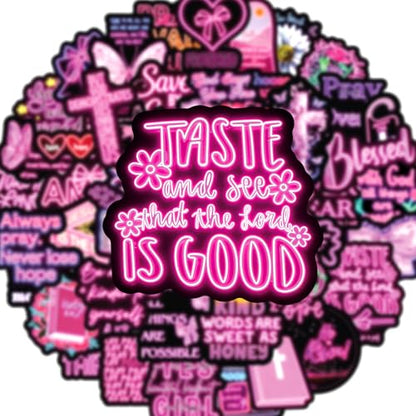 50 PCS Bible Verse Stickers Inspirational Pink Christian Stickers Faith Stickers Bible Scripture Stickers Religious Stickers for Adults Jesus Stickers Faith Based Gifts (Colours-B8) - color: Colours-b8