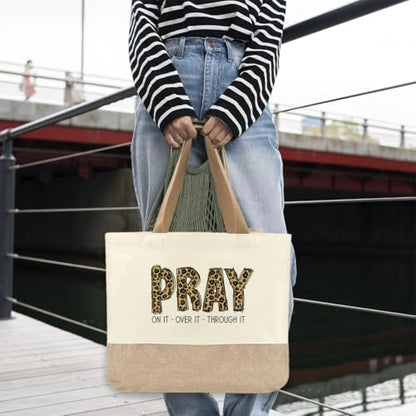 Tote Bag, Gifts for Women Friends Girlfriend Coworker Wife Mom Reusable Tote Bags Birthday Thank You Gift - color: Leopard Pray