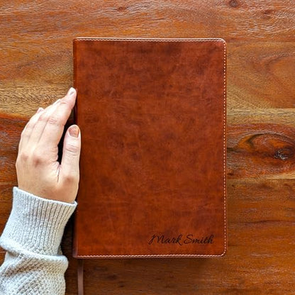Personalized NLT Super Giant Print Bible – Brown LeatherLike | Filament Enabled | Custom Engraved Name | New Living Translation | 16-Point Super Giant Print | Red Letter | Smyth-Sewn Binding (Name Only)