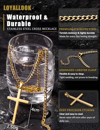 LOYALLOOK Cross Necklace for Men Women Silver Gold Black Mens Necklaces - style: 19:26