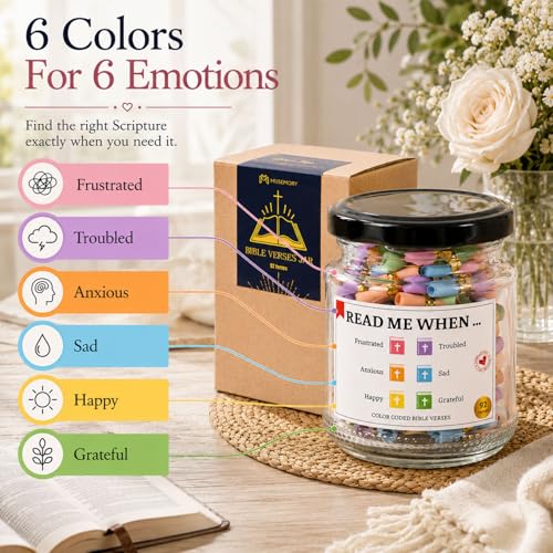 Bible Verse Jar, Christian Gifts for Women, Inspirational Scriptures for Women, Daughters, Bible Accessories, Father Day Gifts, Decorative Glass Inspirational Scripture Jar, Bible Jar