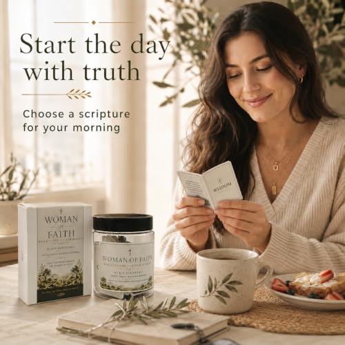 Bible Verse Jar for Women, 60 KJV Scripture Cards, Christian Gift - color: Woman of faith
