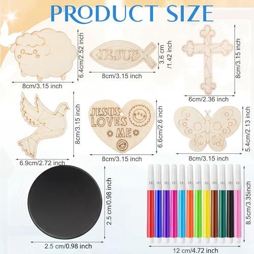Blueweenly 48 Pack Wooden Religious Crafts Magnets Sunday School Bible
