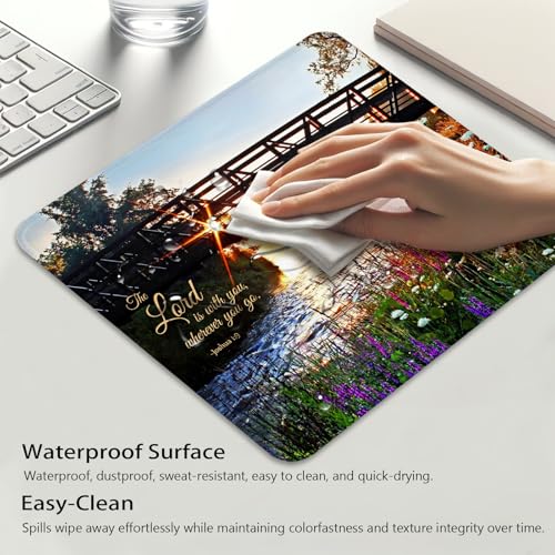 The Lord is with You Wherever You Go Mouse Pad, Christian Quote Desk Mat - color: Motivational Quote
