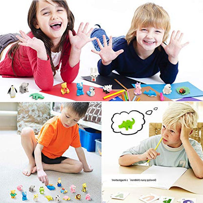 URSKYTOUS 35Pcs Animal Erasers Desk Pets for Kids,Classroom Prizes - style: 35Pcs