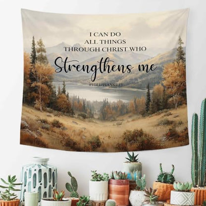 MNASAIOO Christian Mountain Landscape Fall Tapestry for Bedroom 50x60in - color: strengthens fall