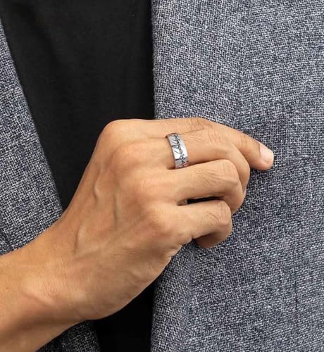 Men's Spinner Fidget Ring for Anxiety Lord of The Rings Ring for Men Women Stainless Steel Gold Ring - color: Silver