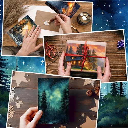 Motiskyy 50 Pcs Blank Greeting Cards 4x6, Blank Cards with Envelopes, 10 Designs, Ideal Stationary Set for All Occasions, Stationary with Matching White Envelope and Sticker(Watercolor Illustration) - style: Watercolor Illustration
