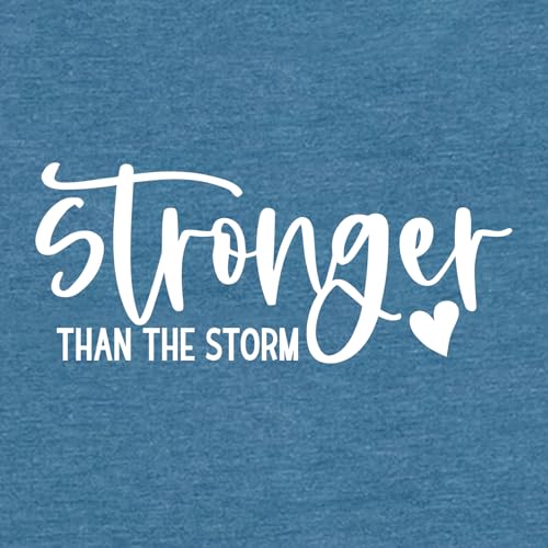 BLACKMYTH Women Cute Graphic Stronger Tee Shirts - color: Heather Indigo, size: X-Large