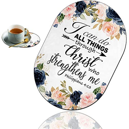Personality Mouse Pad with Coaster Set, Bible Phil 4-13 Floral Fashion Design Mouse Pad Non-Slip Rubber Gaming Mouse pad Computer Laptop - color: Bible Phil 4-13 Floral