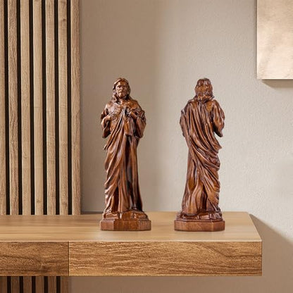 Sacred Heart of Jesus Statue,Wooden Religious Figurine - color: Jesus-a, size: 4 Inch