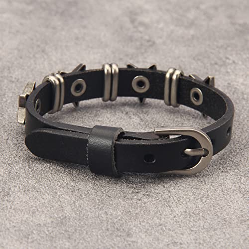 Jeilwiy Punk Rock Gothic Black Rivet Leather Spiked Necklace Collar Neckband Leather Choker Necklace for Women Mom Gifts Adjustable - color: HGB117