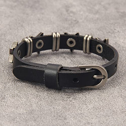 Jeilwiy Punk Rock Gothic Black Rivet Leather Spiked Necklace Collar Neckband Leather Choker Necklace for Women Mom Gifts Adjustable - color: HGB117