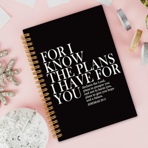 Black and White Christian Notebook, Black Modern Bible Journal - color: white Plans