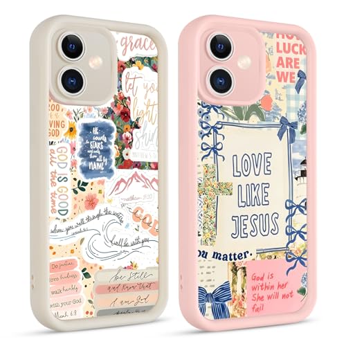 2 Pack Cute Christian Flower Collage Phone Case for iPhone 17 6.3'', Girly Preppy Jesus Bible Verse with Floral Bow Design, Slim Soft TPU Shockproof Protective Cover for Women Girls - color: Christian Flower Collage, size: iPhone 17