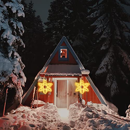 27" Christmas Big Snowflake Lights Outdoor Large Lighted Snowflake Plug in - color: Warm White-27"