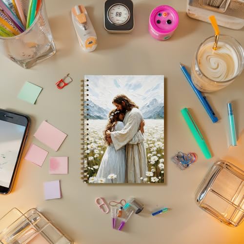Jesus Holding the Girl Christian Notebook Journal, Church Notes Prayer Journal for Women Girls, Religious Gift Spiral Notebook, 5.5 x 8.3 Inch - color: 08Child