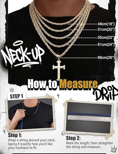 sailimue Stainless Steel Byzantine Cross Necklace for Men 22-30 inch - color: Gold, size: 28 in=71 cm (Extra Long)