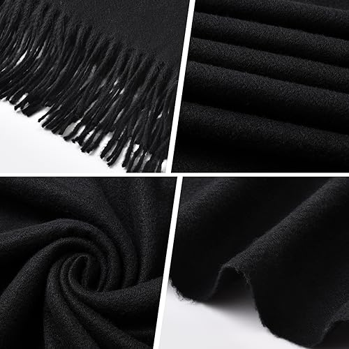 Clothirily Womens Winter Scarf, Oversized Long Blanket Plaid Shawl Wrap - color: Black