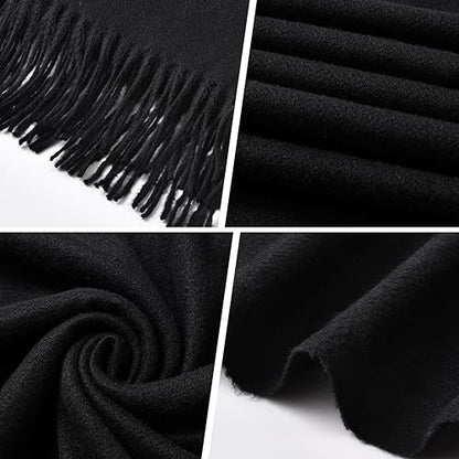 Clothirily Womens Winter Scarf, Oversized Long Blanket Plaid Shawl Wrap - color: Black