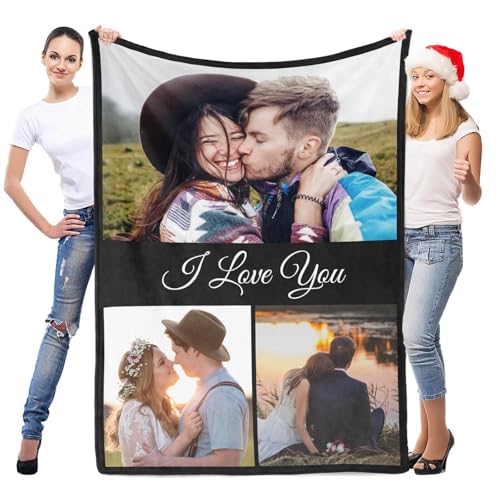 inkArts Custom Blankets with Photo, Personalized Blankets, Customized Photo Blanket, Custom Picture Blanket, Personalized Anniversary Couple Gifts for Women Men Her Him Girlfriend Boyfriend - color: 3 Photos-2