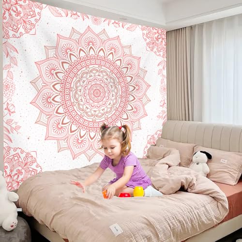 Apdidl Pink Boho Wall Tapestry for Bedroom,Mandala Bohemian Tapestries Girl - color: Boho Pink Tapestry, size: 60"L x 51"W