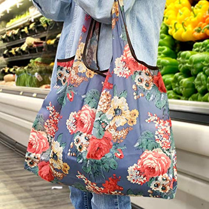 allydrew Large Foldable Tote Nylon Reusable Grocery Bags, Seashells - color: Seashells