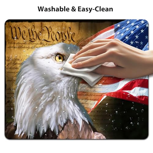 Patriotic Bald Eagle America Pride Flag Mouse Pad, We The People Desk Mat - color: Cute Colorful Art Rec4