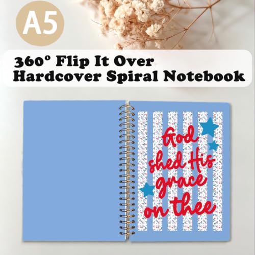 Inspirational Christian Floral Spiral Notebook Journal for Woman,A5 - color: God Shed His Grace on Thee