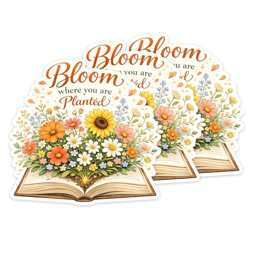 [3pcs] Bloom Where You are Planted Sticker Vinyl Waterproof Decal - color: Bloom