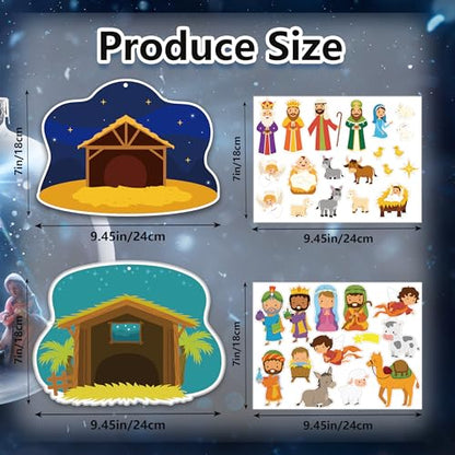 24 Sets Nativity Craft Sticker DIY Kits for Xmas Party Favors - color: Nativity