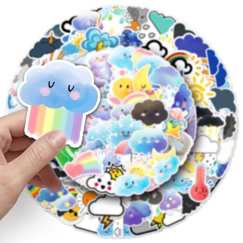 100PCS Cool Mood Weather Stickers for Laptop Scrapbook Notebook Luggage Water Bottle Skateboard Bike Car Computer Phone,Cute Weather Forecast Waterproof Decals for Teenagers Adults Kids - color: Cool Mood Weather