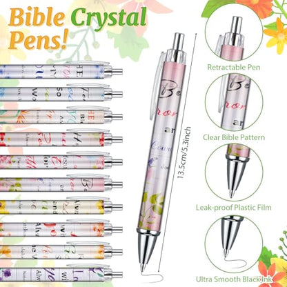 200 Pcs Christian Gift for Women Christian Accessories Include 50 Bible Verses Notebook 50 Church Bookmark 50 Ballpoint Pen Organza Bag Gift for Christmas Church Motivational (Flower) - style: Flower