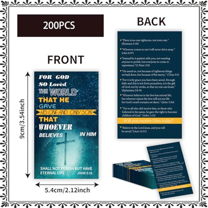 200 Pcs Gospel Tract Card Christian Inspirational Bible Verses Bookmark Salvation Cards Pocket Holy Postcard Prayer Postcards for Christian Gift.