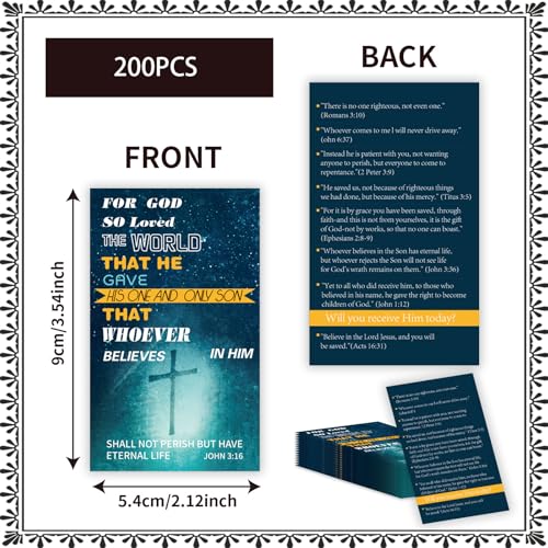 200 Pcs Gospel Tract Card Christian Inspirational Bible Verses Bookmark Salvation Cards Pocket Holy Postcard Prayer Postcards for Christian Gift.