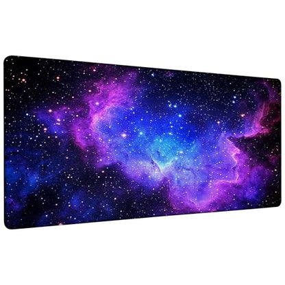 Galaxy Stars Space Mouse Pad,35.4 x 15.7 Inch Large Mouse Mat Non-Slip Rubber Stitched Edges for Writing Desk,Office,Home,Laptop - color: Galaxy Stars Space, size: 35.4L x 15.7W inches