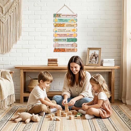 IARTTOP Daily Affirmations Inspirational Kids Classroom Wooden Hanging Sign - color: Inspirational Quote