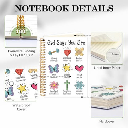ERHACHAIJIA God Says You are Lined Spiral Notebook for Women Girls Daughter - color: White-red-yellow